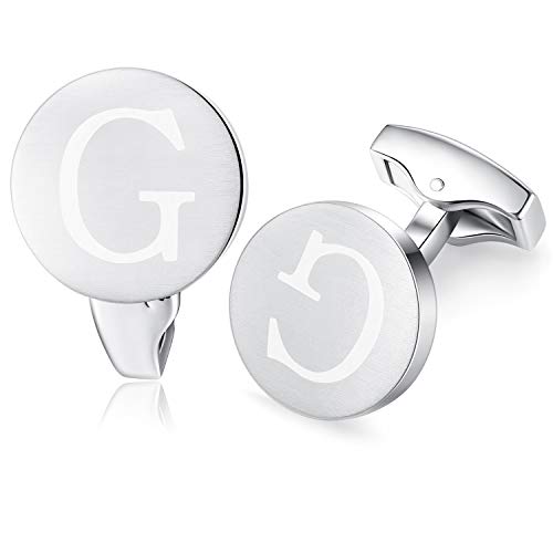 Honey Bear Briefe Initialen Buchstabe manschettenknöpfe Herren Edelstahl Hochzeit Cufflinks Manschettenknopf Gebürstetes Silber (G) von HONEY BEAR