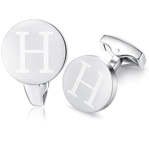 Honey Bear Briefe Initialen Buchstabe manschettenknöpfe Herren Edelstahl Hochzeit Cufflinks Manschettenknopf Gebürstetes Silber (H) von HONEY BEAR
