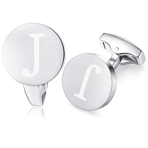 Honey Bear Briefe Initialen Buchstabe manschettenknöpfe Herren Edelstahl Hochzeit Cufflinks Manschettenknopf Gebürstetes Silber (J) von HONEY BEAR