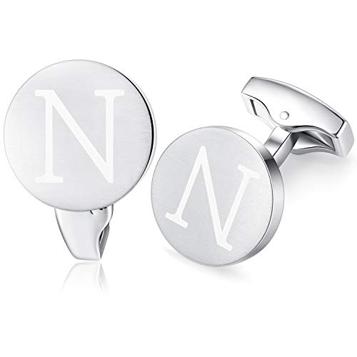 Honey Bear Briefe Initialen Buchstabe manschettenknöpfe Herren Edelstahl Hochzeit Cufflinks Manschettenknopf Gebürstetes Silber (N) von HONEY BEAR