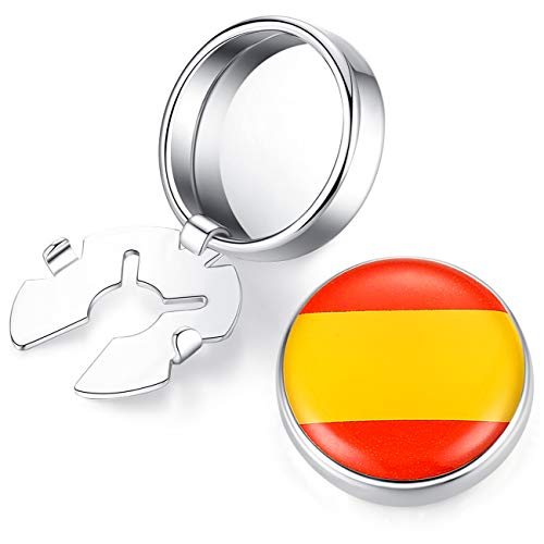 Honey Bear Herren Flagge Manschettenknöpfe Cufflinks Edelstahl Manschettenknopf für Hemd, ButtonCuff Knopfclips für gewöhnliche Hemden Hochzeit Geschäft Geschenk (Spanien Spanische Flagge) von HONEY BEAR