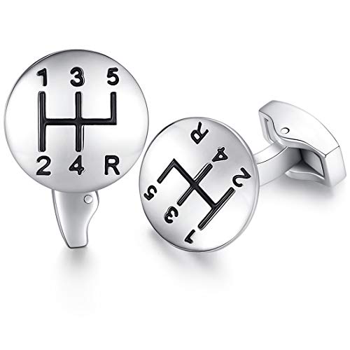 HONEY BEAR Herren Manschettenknöpfe Hochzeit Cufflinks Brennstoffmesser - Form Manschettenknopf Silber Edelstahl,MEHRWEG von HONEY BEAR