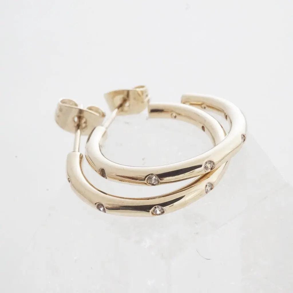Gepunktete Crystal Creolen - Ausverkauf in Gold, Silber, Rosegold | Minimalist Schmuck Für Jeden Tag Honigkatze von HONEYCATus