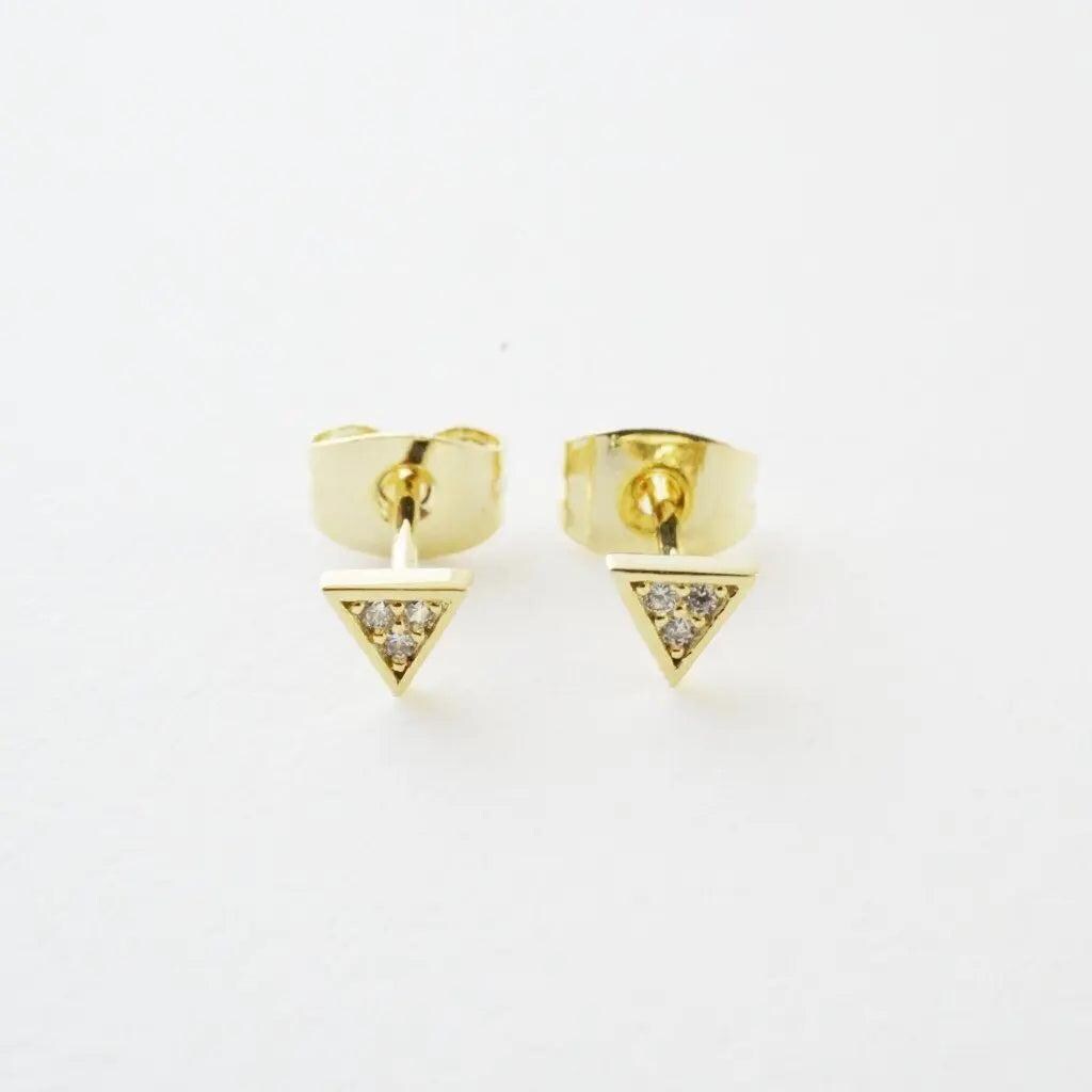 Mini Kristall Dreieck Ohrstecker in Gold, Silber, Rosegold | Minimalist Schmuck Für Jeden Tag Honigkatze von HONEYCATus