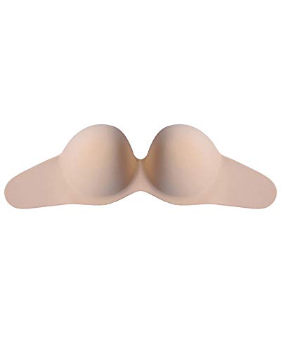 Damen Komfort Trägerloser BH,Silikon Unsichtbar BH Push Up Klebe BH Wiederverwendbarer Selbstklebender Rückenfrei BH Ohne Träger für Abendkleider,Brautkleider Beige C von HONGBI