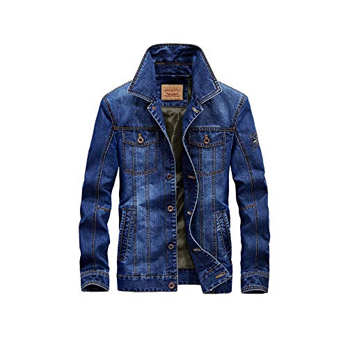 Herren Jeansjacke Klassisch Denim Jacket Trucker Jacke Stehkragen Übergangsjacke Bomberjacke Biker Style Jeans Jacket Leichte Männer Freizeitjacke Frühling Herbst Cowboy Mantel A 3XL von HONGBI