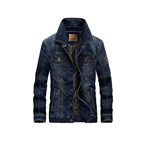 Herren Jeansjacke Klassisch Denim Jacket Trucker Jacke Stehkragen Übergangsjacke Bomberjacke Biker Style Jeans Jacket Leichte Männer Freizeitjacke Frühling Herbst Cowboy Mantel B L von HONGBI