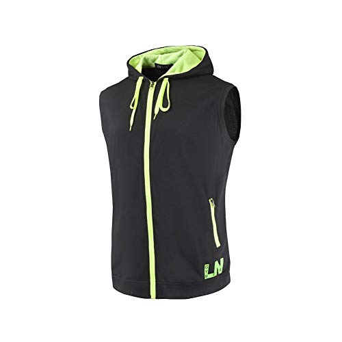 Herren Sleeveless Hoodie Fitness Kapuzenpullover Männer Trainingsweste Slim Fit Tank Top mit Kapuze ohne Ärmel,Sommer Reißverschluss Workout Sport Weste Ärmelloser Muskelshirt Achselshirt XL von HONGBI