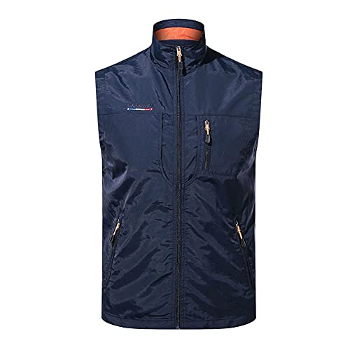 Herren Utility Weste Anglerweste mit Vielen Taschen Jagdweste Männer Leichte Safari Weste Outdoor Reporter Fotografie Weste Ärmellose Jacke Arbeitsweste Freizeitweste Große Größe für Camping Wandern von HONGBI