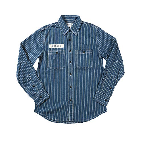 Jeanshemde Herren Retro Vertikale Streifen Arbeitshemd Denim Langarmhemd Gestreiftes Hemd Männer Jugendliche Denim Hemd Cowboy-Style Freizeit Hemd Regular Fit Langarm Denim Shirt XL von HONGBI