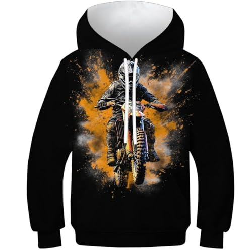 HONGBING Kinder Hoodie 3D Motocross GedrucKt KapuzenpulLieber Langarm PulLieber Hoodies Langarm Sweatshirt Mit Kapuze PulLieber Für 6-15 Jahre 6-7Y von HONGBING