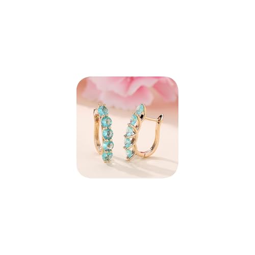 Creolen-Ohrringe mit 5 Steinen, Smaragd, 14 Karat vergoldet, runde Form, Edelstein, Schmuck für Damen, Zirkonia, zierlich, schlicht, niedlich, elegant, CZ-Ohrring für Frauen Creolen-Ohrringe mit 5 Steinen, Smaragd, 14 Karat vergoldet, runde Form, Edelstein, Schmuck für Damen, Zirkonia, zierlich, schlicht, niedlich, elegant, CZ-Ohrring für Frauen von HONGCAIHU