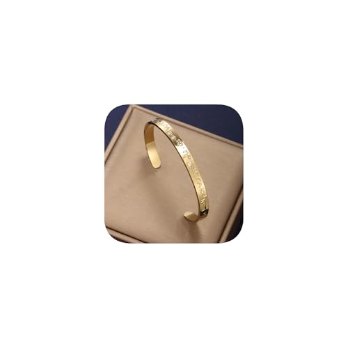 Herren-Armreif aus Edelstahl, minimalistisch, kühl, Gold/Silber/Schwarz, offenes Metall, massives Titan, minimalistisches Armband für Männer und Frauen (Gold) von HONGCAIHU