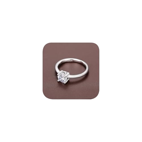 Klassischer Silberring mit vier Krallen für Damen, Rundschliff, künstliche Diamant-Verlobungsringe, Zirkonia, Ehering, Unendlichkeitsring für Damen, 7# von HONGCAIHU