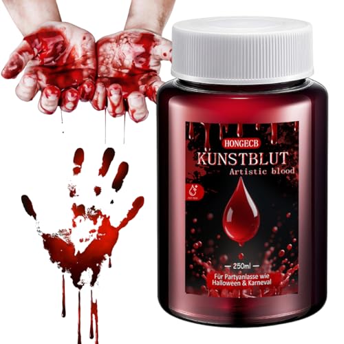 Halloween Kunstblut Realistische 250ml, Halloween Kunstblut Fake Blood, für Karneval Theater Unfug Zombie Vampir Clown Monster Cosplay Spezialeffekte Make Up von HONGECB