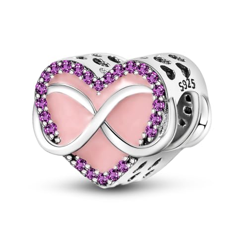 HONGRUI Charm-Anhänger aus 925er-Sterlingsilber für Armbänder, Halsketten, modisch, Herz, Schleife, Blume, Familie, Schmetterling, Anhänger für Frauen, Festival-Schmuck, Geschenke (rosa unendlich) HONGRUI Charm-Anhänger aus 925er-Sterlingsilber für Armbänder, Halsketten, modisch, Herz, Schleife, Blume, Familie, Schmetterling, Anhänger für Frauen, Festival-Schmuck, Geschenke (rosa unendlich) von HONGRUI
