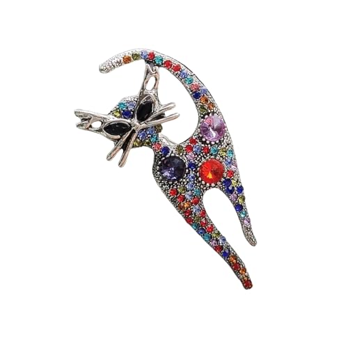 HONGXINHAO Funkelnde Strass-Brosche mit Katzenmotiv, modische Anstecknadel, Unisex, Tier-Brustnadel, handgefertigter Schmuck für Damen und Herren, 7.1*2.9CM, Emaille HONGXINHAO Funkelnde Strass-Brosche mit Katzenmotiv, modische Anstecknadel, Unisex, Tier-Brustnadel, handgefertigter Schmuck für Damen und Herren, 7.1*2.9CM, Emaille von HONGXINHAO