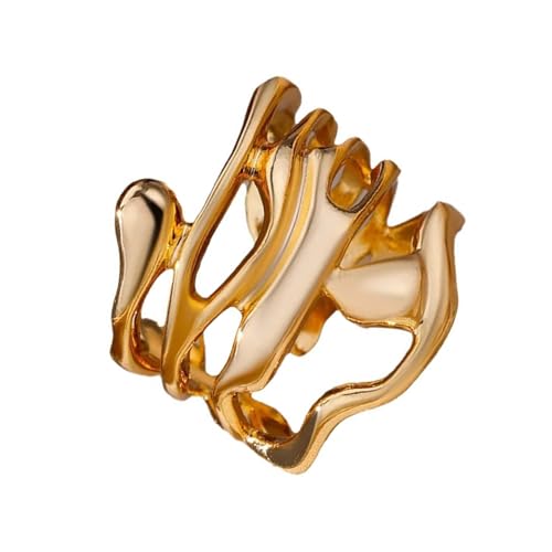 HONGXINHAO Mehrzweck-Metallmaterialien, goldfarbene Hohlringe, modisch, breite Bänder, Schmuck, Geschenke für Paare, Freizeitkleidung, Adjustable size, Metall HONGXINHAO Mehrzweck-Metallmaterialien, goldfarbene Hohlringe, modisch, breite Bänder, Schmuck, Geschenke für Paare, Freizeitkleidung, Adjustable size, Metall von HONGXINHAO