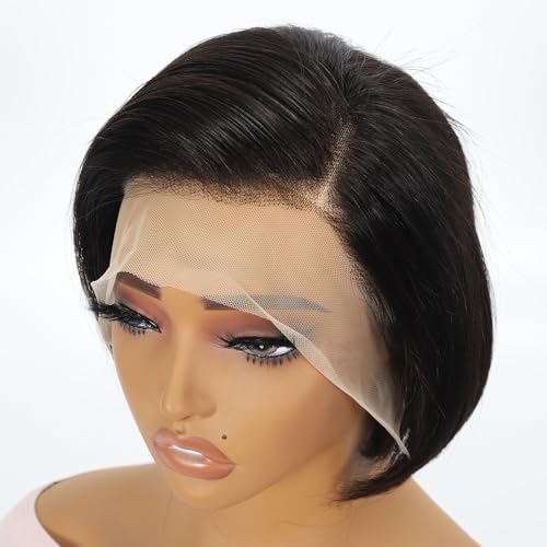 8 Zoll kurze, gerade Pixie Perücke in Schwarz, kurze gerade Pixie Perücke, 13X4 Spitzenperücke aus Echthaar, mit Pony for Frauen, Cosplay-Partys oder den täglichen Gebrauch. 8 Zoll kurze, gerade Pixie Perücke in Schwarz, kurze gerade Pixie Perücke, 13X4 Spitzenperücke aus Echthaar, mit Pony for Frauen, Cosplay-Partys oder den täglichen Gebrauch. von HONGYEMY