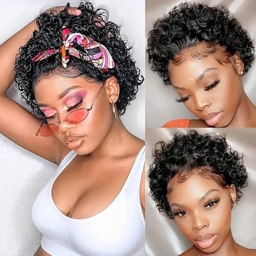 Kurze lockige Pixie Perücke für Damen, 6 Zoll schwarzes kurzes lockiges Echthaar,hitzebeständige Pixie Perücke mit Spitzenfront, for Frauen im täglichen Gebrauch auf Partys und Cosplay. Kurze lockige Pixie Perücke für Damen, 6 Zoll schwarzes kurzes lockiges Echthaar,hitzebeständige Pixie Perücke mit Spitzenfront, for Frauen im täglichen Gebrauch auf Partys und Cosplay. von HONGYEMY