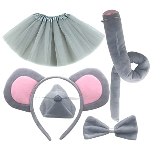 HONITANO 1 Satz Kostümset mit Haarreif Nase und Fliege für Teiliges Set aus Grauem für Karneval Halloween und Cosplay Veranstaltungen von HONITANO