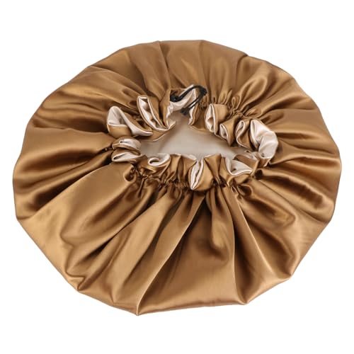 HONITANO Damen Satin Duschhaube Doppel Schicht Elastisch Komfortabel Dusche Make-up Schlafmütze Haarschutz Für Frauen Baden Kochen Putzen von HONITANO