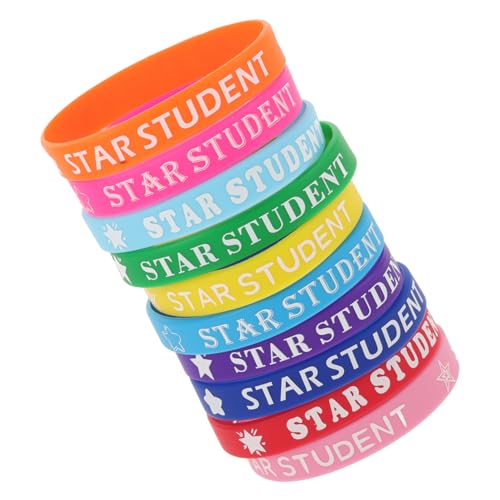 HONITANO 10 Stück Bunte Silikonarmbänder für Schüler Weiche Bequeme Sport und Belohnungsarmbänder Farbenfrohe Schularmbänder für Positive Lernmotivation für Klassenzimmer und von HONITANO