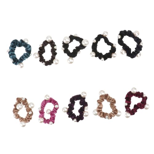 HONITANO 10stücke Perlen Haarschmuck Flanell Haargummi Elastisches Haargummi Pferdeschwanzhalter Stretch Damen Mädchen Haarseil Haarschmuck Für Frauen Und Mädchen Gemischte Farben von HONITANO