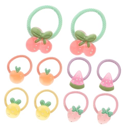 HONITANO 10 Stück Teiliges Früchte Haargummis für Mädchen Elastische Weiche Haarschleifen Schonend Farbenfroh Vielseitiger Haarschmuck für Kleinkinder und Ponytail halter von HONITANO