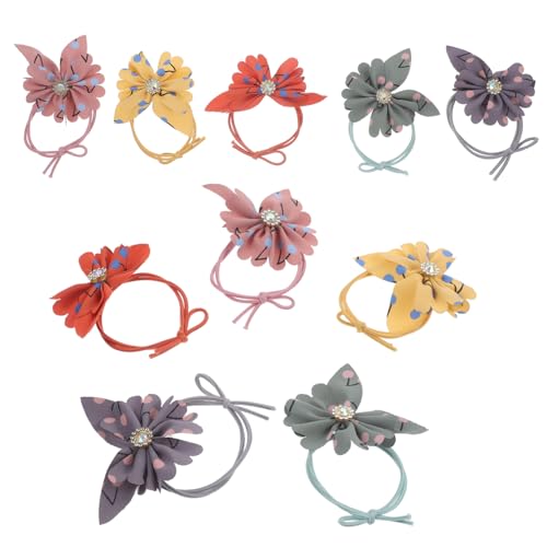 HONITANO 10 Stück Teiliges Haargummi Elastischen Weichen Stoffblumen Modische Ponytail halter für Frauen und Mädchen Bunte Haarschmuck accessoires Bequem und Langlebig Zufällige Farbe von HONITANO