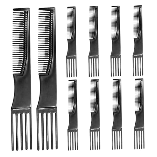 HONITANO 10 Stück Teiliges Haarkamm aus Robustem Kunststoff mit Langem Zahn Antistatischer Toupierkamm für Glattes Styling Ergonomisch Gebogen Geeignet für Damen und Herren Vielseitiges von HONITANO