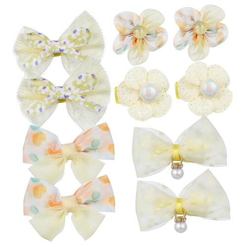 HONITANO 10 Stück Teiliges Haarklammern Set mit Kleinen Blumen und Schleifen Sichere Rutschfeste Haarschleifen für Damen und Mädchen Weiche Gepolsterte Haarklammern für Komfortablen Sitz von HONITANO
