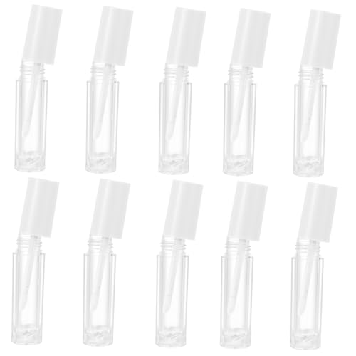 HONITANO 10 Stück Teiliges Lippenpflege Fläschchen Transparente Abs Behälter mit Weißem Deckel Nachfüllbare Lip Gloss Tube für DIY Lippenfarbe Leicht und Kompakt für Reise und Alltag von HONITANO