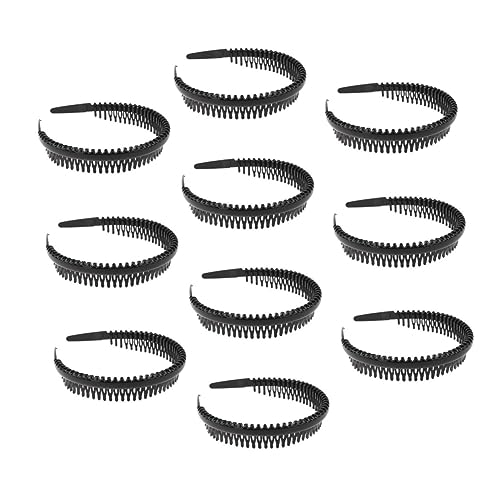 HONITANO 10 Stück Teiliges Rutschfestes Haarband mit Zähnen Unisex Haarschmuck für Damen und Herren für Sport Yoga und Alltag Angenehm zu Tragen und Stylisch Schwarz von HONITANO