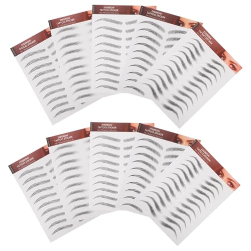 HONITANO 10 Stück Teiliges Wasserfestes Fake Augenbrauen Sticker Selbstklebend Leicht Anzuwenden Wiederverwendbar für Dünne oder Spärliche Brauen Schwarzes Design für Präzise Definition von HONITANO