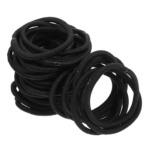 HONITANO 100 Stück Elastische Haargummis Nahtlose Schwarze Haarbänder mit Hoher Dehnbarkeit Vielseitige Haaraccessoires für Frauen und Mädchen Geeignet für Lockiges Haar und Verschiedene von HONITANO
