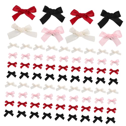 HONITANO 100 Stück Mini Haarschleifen Clips Bunte Polyester Schleifen Haarspangen Rutschfest Für Mädchen Alltag Frisuren Niedliche Schleifen Accessoires von HONITANO