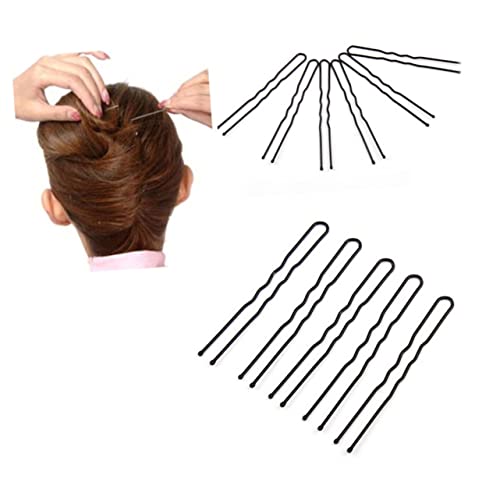 HONITANO 100stücke U-förmige Haarnadeln Aus Dickem Metall Rutschfeste Wellennadeln Für Damen in Schwarz Robust Und Elastisch Für Hochsteckfrisuren Und Hochzeiten von HONITANO