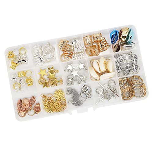 HONITANO 115 Stück Dreadlocks Haarschmuck Teiliges aus Metallringen für Kreative Haarflechtungen DIY Haarschmuck für Zöpfe und Dreadlocks Sichere und Einfach Anzuwendende Haaraccessoires von HONITANO