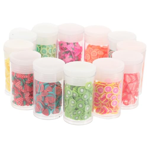 HONITANO 12 Boxen Polymer Clay Fruit Nail Art Slices Bunte Obstscheiben für DIY Nageldekoration Handgemachte Bastelverzierung für Frauen und Mädchen Originelles Nail Design Zubehör von HONITANO