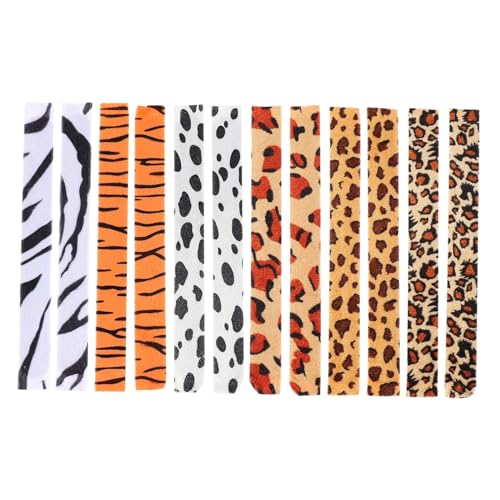 HONITANO 12 Stück Teiliges Leopard und Zebra Muster Slap Armband Flexible Gummiarmbänder Bunte Party Ringe für Strapazierfähige Tiermuster Armbänder als und Dekoration von HONITANO