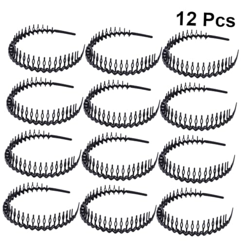 HONITANO 12 Stück Teiliges Unisex Haarreif mit Zacken Langlebiges Material Modisches Design Vielseitig für Gesichtspflege und Alltag Schwarzer Haarschmuck für Damen und Herren von HONITANO