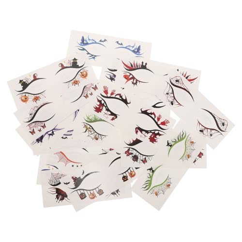 HONITANO 19 Stück Teiliges Halloween-augen-tattoo Wasserdichten Kürbis Spinnennetz-eyeliner-stickern Hautfreundlich Schnelles Auftragen Langanhaltend für Party Cosplay-make-up von HONITANO