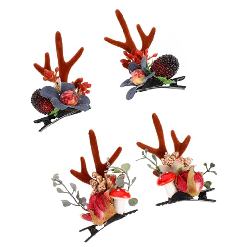 HONITANO 2 Paare Weihnachtliche Haarspangen mit Rentiergeweih Festliche Haarklammern für Damen Lustiges Design Einfach zu Tragen für Weihnachtsfeiern und Verschiedene Frisuren Wie Zöpfe von HONITANO