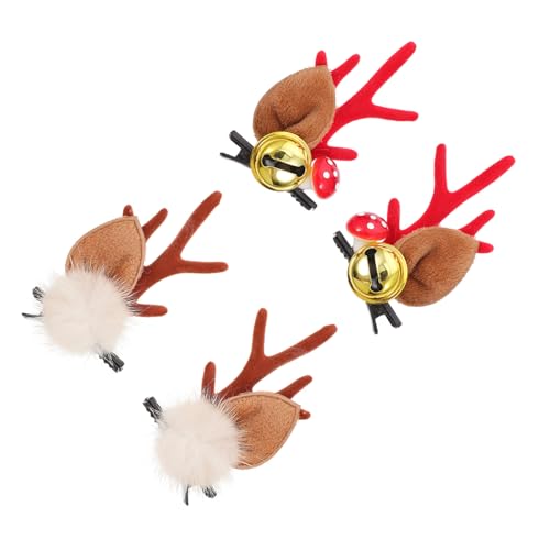 HONITANO 2 Paare Weihnachts Haarspangen Rentiergeweih mit Flauschiger Textur Leichte Elch Haarklammern für Damen Herren und Festlicher Haarschmuck für Weihnachten Halloween Karneval und von HONITANO