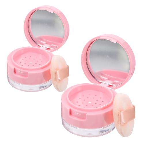 HONITANO 2 Sätze Kleine Leere Kosmetikdose mit Spiegel Kompakte Reise Kosmetikdose für Losen Puder Tragbare Langlebige Make Up Box Praktisches Schminkzubehör für Frauen Unterwegs von HONITANO