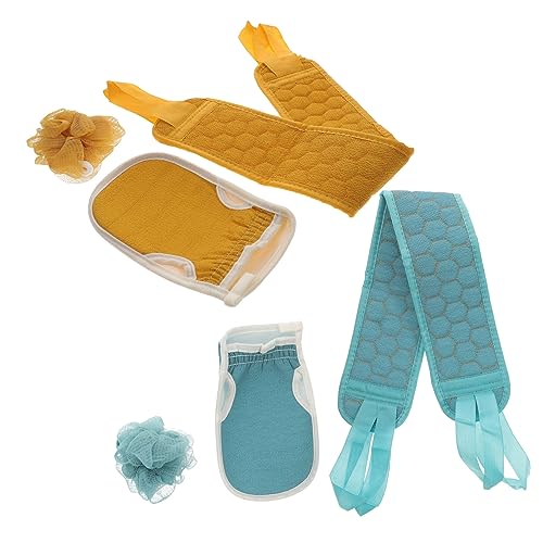 HONITANO 2 Sätze bequeme Badebälle skincare set hautpflege set Badetuch-Handtuch-Set Hautpflege-Handschuh-Set Dusche waschen Rückenschrubbungstuch Rückenduschkugeln inneres Handtuch Green von HONITANO
