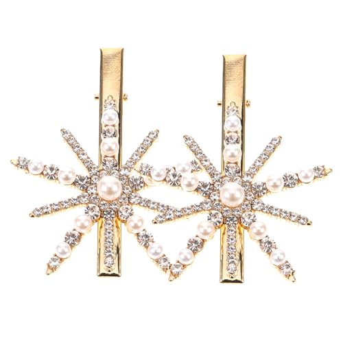 HONITANO 2 Stck Schneeflocken Haarspangen mit Perlen und Strass Teiliges Stabile Haarklammern für Damen Eleganter Haarschmuck für Party Hochzeit und Festliche Anlässe von HONITANO