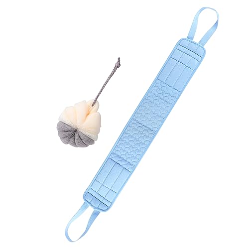 HONITANO 2 Stück Badetuch bathsponge shower gel badezimmer accessoires bathroom accessoires für badezimmer Peeling zum Duschen groß Abs zurückziehender Streifen Duschtuch Schwamm von HONITANO