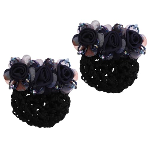HONITANO 2 Stück Blumen Haarnetz Haarklammern für Damen Haarknoten Netz Haarspangen Elegant Stoff für Uniform Büro Look von HONITANO
